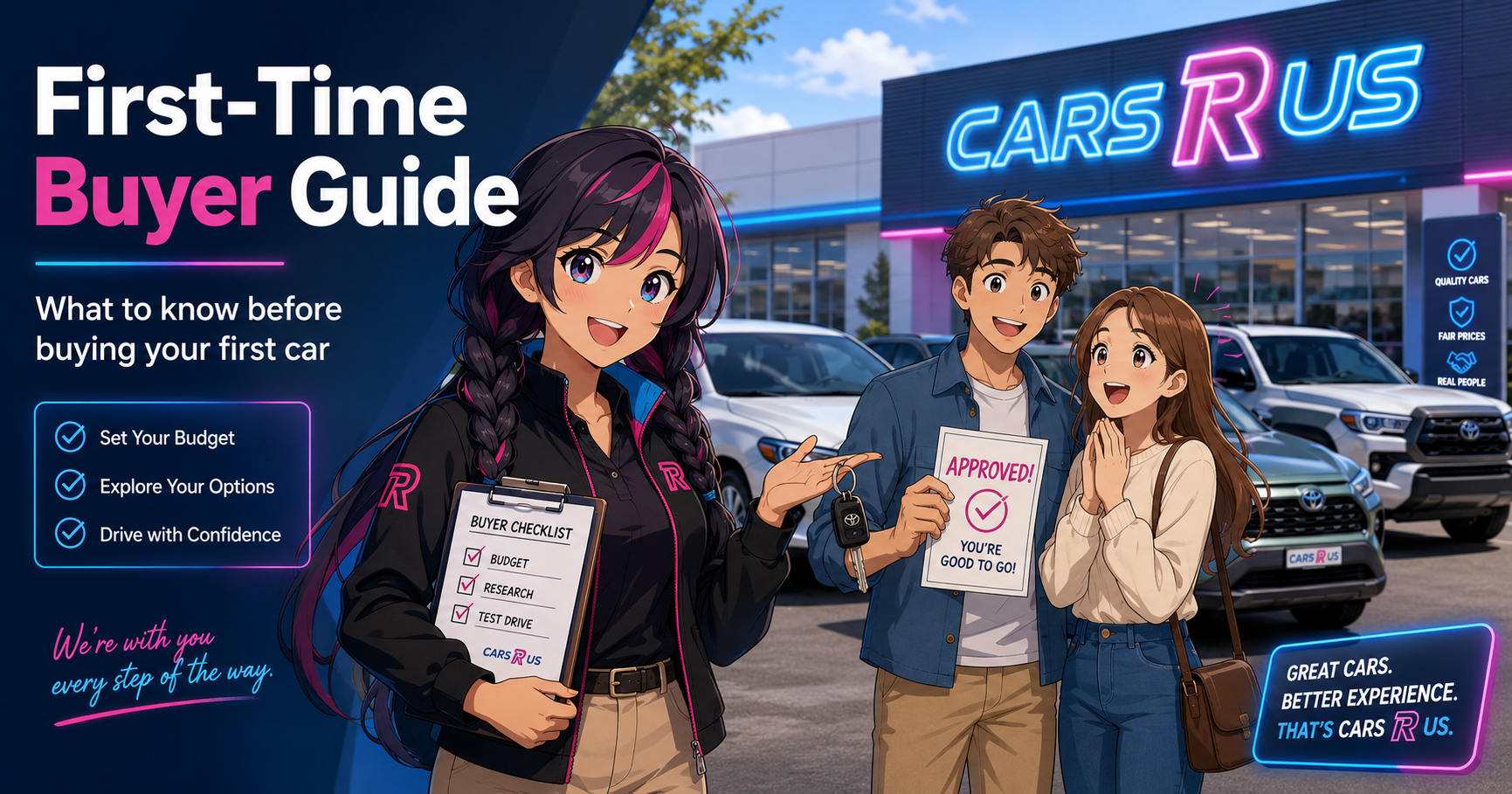 First time buyers are welcome at Cars R Us, We will treat you like family, make sure your first experience is smooth and transparent.